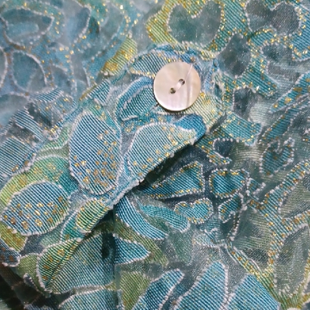 Ruby Rd. Blue and Green Floral Blouse - Picture 3 of 3